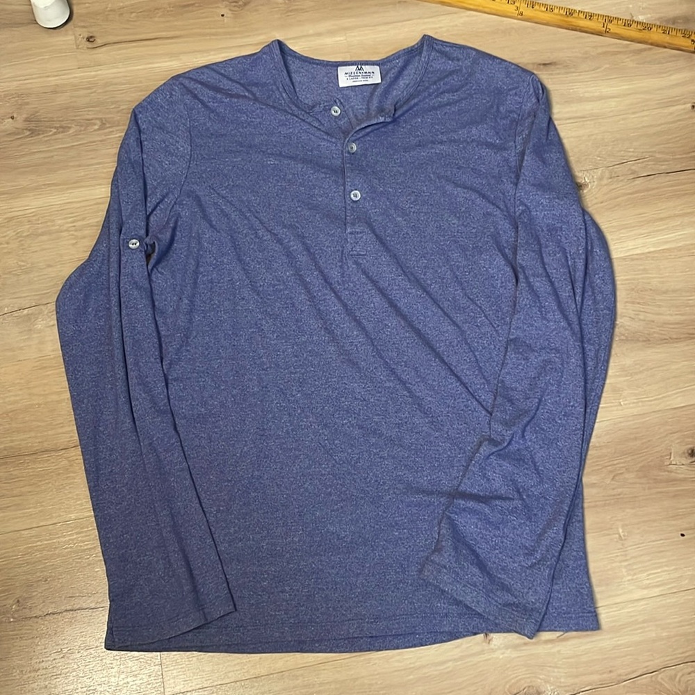 MIZZEN + Main Henley Long Sleeve Shirt. XL Trim Fit. EUC. Blue.